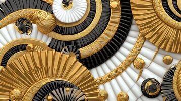 Gold and black fans on a white background photo