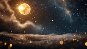 A full moon and stars in the sky photo