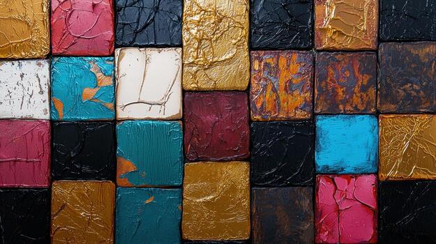 A colorful wall with many different colors photo