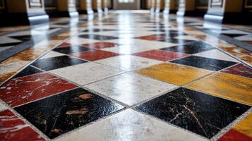 A marble floor with a colorful pattern photo