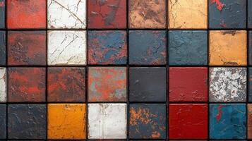 Colorful tiles on a wall with different colors photo