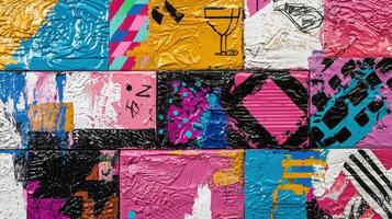 Abstract colorful graffiti art on a wall photo
