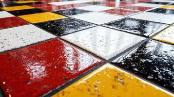 A close up of a colorful tile floor photo