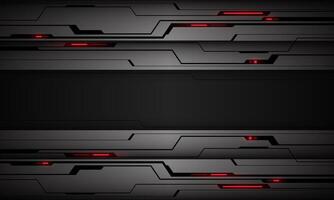 Abstract silver black cyber futuristic technology red light power geometric design modern background vector