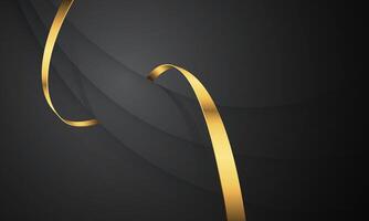 Abstract gold lines ribbon spiral wave curve luxury on black background vector