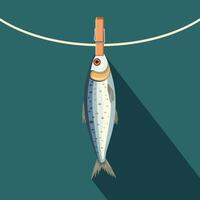 Sardine Hanging on a Rope with a Spring vector