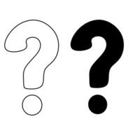 two question marks are shown in black and white vector