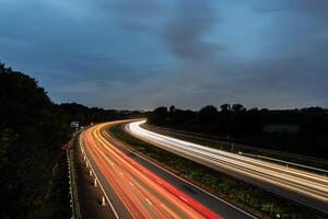 M4 Light trails flowing on m4 motorway at twilight photo