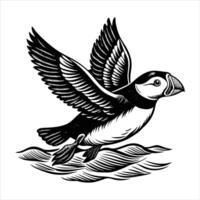 Puffin With Ocean Background vector