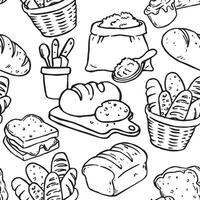 seamless pattern on the theme of baking bread, bakery. illustration in doodle style vector
