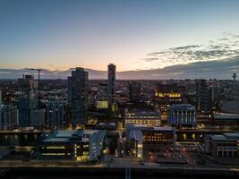 Liverpool Liverpool city center showing modern and traditional architecture at sunset photo