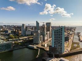 Liverpool Liverpool skyline showing modern and historic buildings on sunny day photo