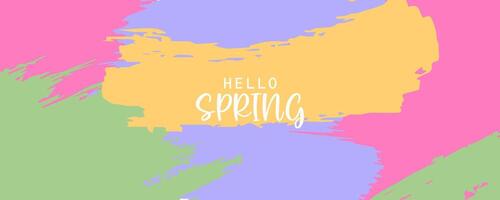 hello spring text on colorful background vector