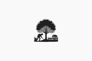 An Alder tree black image. vector