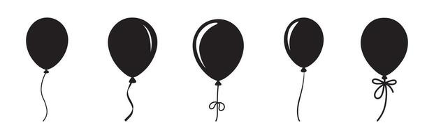 Balloon icons set. Party balloon sign and symbol. Party balloons tied with strings vector