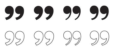 Quote mark icons set. Quotation mark sign and symbol. double quotation mark vector