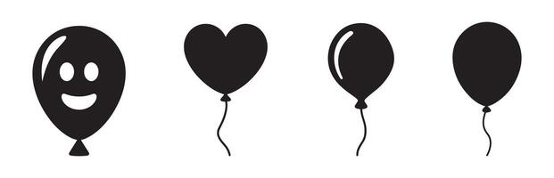 Balloon icons set. Party balloon sign and symbol. Party balloons tied with strings. illustration vector