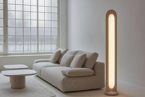 Minimalist Living Room Interior Design with Modern Floor Lamp photo