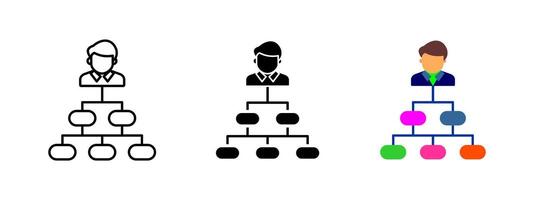 Organization hierarchy icon. Business structure chart with leadership and workflow levels. Symbol of management, corporate roles and team coordination. Professional system concept illustration. vector