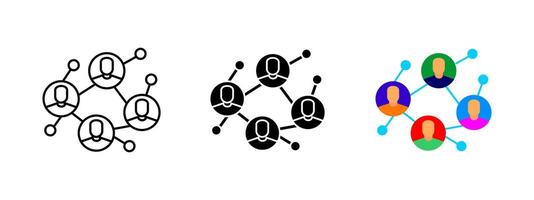 Network connection icon. A digital web of people linked in a social structure. Symbol of communication, teamwork and collaboration. Online media and technology concept illustration. vector