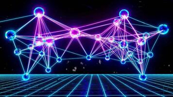 a futuristic quantum computer with glowing qubits and dynamic data flows, set in a dark, neon-lit lab. video