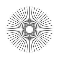 Circle burst. Sunburst element. Starburst radial stripes. Ray beam. Radial circle lines. Circular lines. Symbol of Sun star rays. Flat design. Spokes with radiating stripes. Abstract geometric shapes. vector