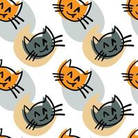 Smiling cat seamless pattern. Hand drawn seamless pattern. vector