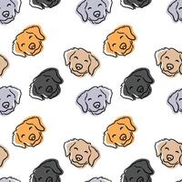Hand drawn smiling dog seamless pattern with white background. vector