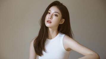 Confident Young Woman in Sleeveless Top photo