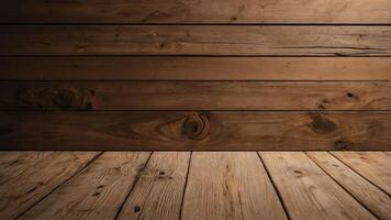 Wooden wall background with wooden floor photo
