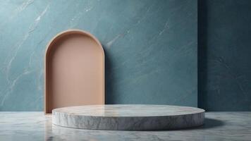 A marble table with a door in front of it photo
