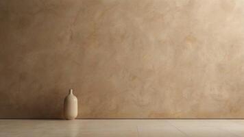 A vase sitting on a floor next to a wall photo