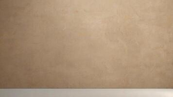 A wall with a brown paint and a white floor photo