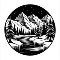 A mountain range with vector