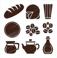 Artisanal Food And Beverage Icon Set in Handcrafted Style with white background vector