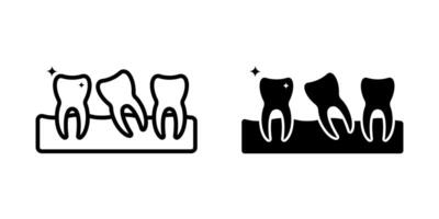 Crooked teeth icon set. for mobile concept and web design on white background vector