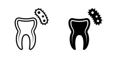 Bacteria on Tooth icon set. for mobile concept and web design on white background vector