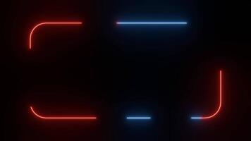 Frame with Abstract neon light Pattern with blue and red lines on dark background video