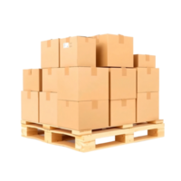 A stack of boxes on a pallet png