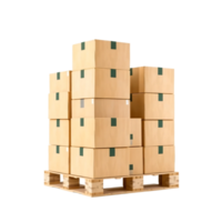 A stack of cardboard boxes on a pallet png