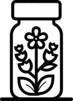 A jar with flowers and leaves in it vector