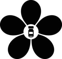 A black flower with a bottle in the center vector
