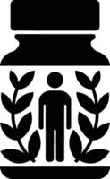 A bottle with a man inside it and a laurel wreath vector