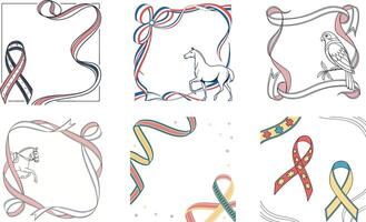 A set of six different ribbons and ribbons vector