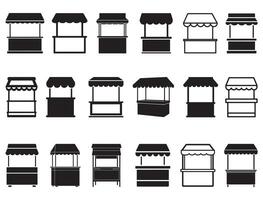 SHOP STAND SILHOUETTE WHITE BACKGROUND vector