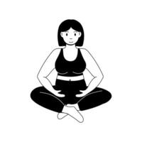 Woman practicing meditation in a serene posture with composed expression in a calm environment vector