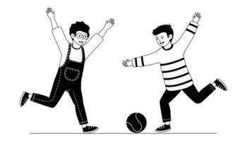 Children play soccer happily in a park during a sunny afternoon with joyful expressions vector