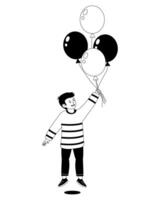 Boy joyfully holds colorful balloons on a bright day in a cheerful setting vector