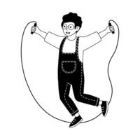 Child jumping rope happily in a playful setting enjoying outdoor exercise vector