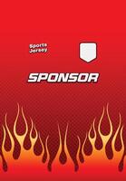 Sports jersey pattern with red fire flame element for sublimation printing vector